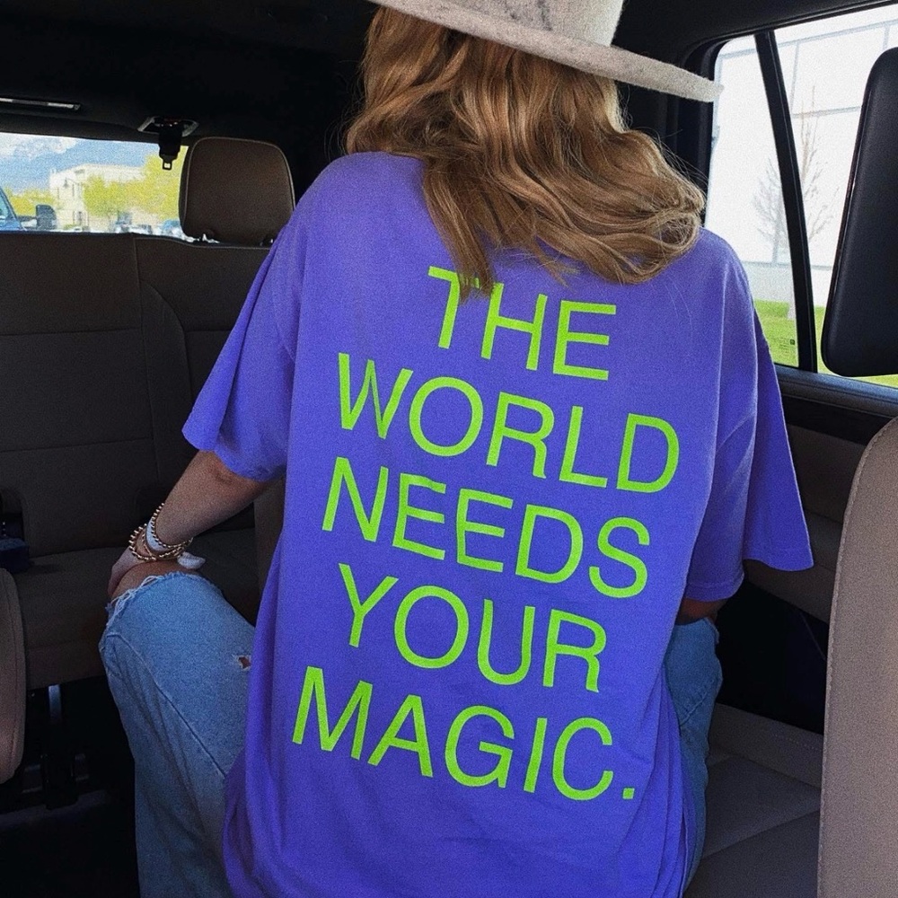 Dressed in LALA The World Needs Your Magic Lavender Neon - Picture 2 of 4